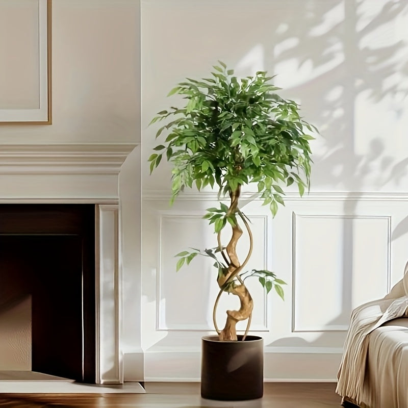 Ficus Tree Artificial, 4FT Artificial Plants Indoor In Sturdy White Pot, Indoor Faux Tree For Home Office Decor