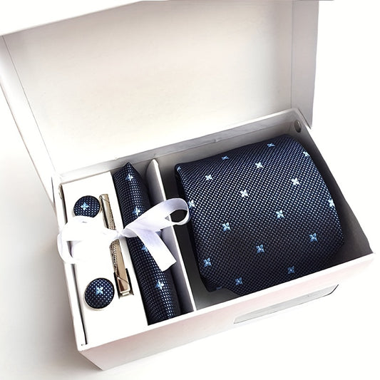 Men's Tie Gift Box Set - 3 Piece - Tie, Pocket Square & Cufflinks