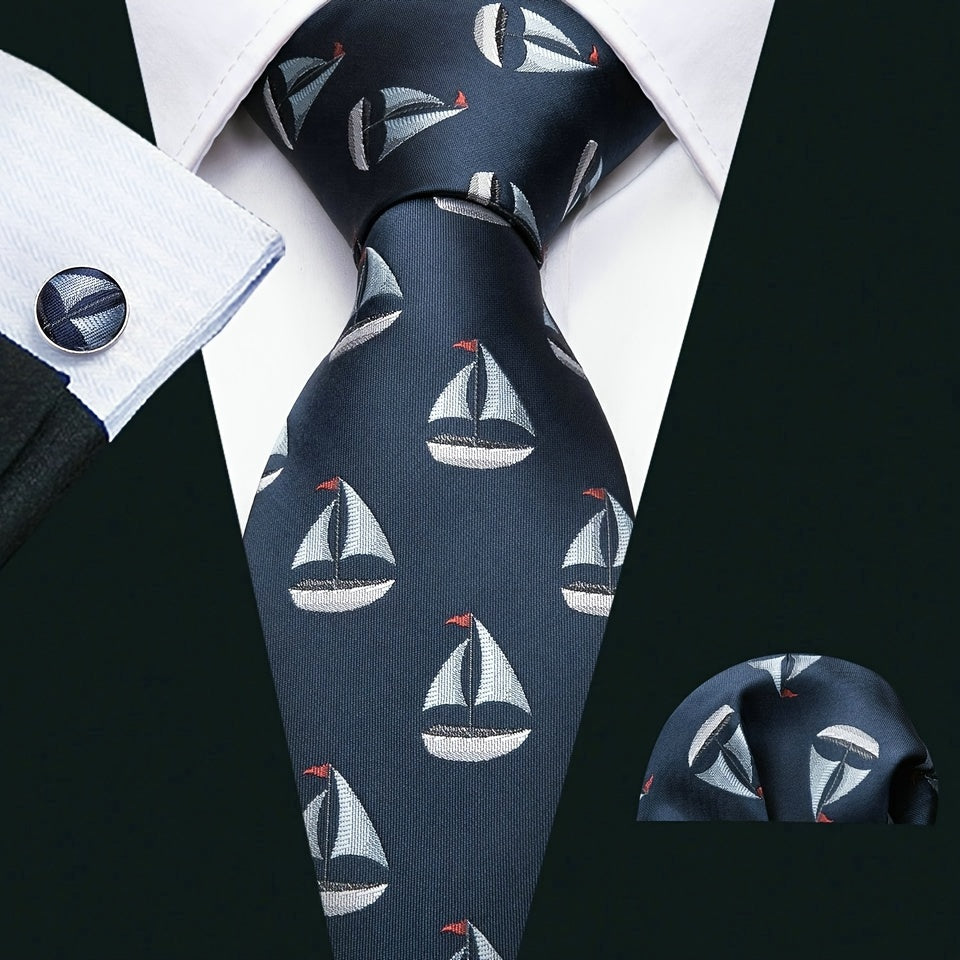 4pcs/set Men's Tie, Handkerchief And Cufflinks..