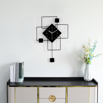 Modern Black Metal Geometric Wall Clock