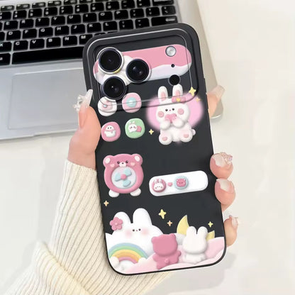 Cute Rabbit Cat Cartoon  For iPhone 17Pro Max Shockproof Soft Silicone Cases  -AX