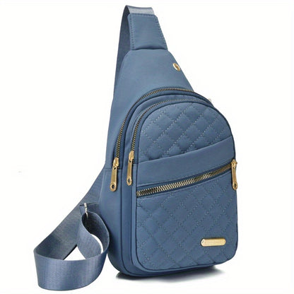 Quilted Casual Chest Bag, Lightweight Foldable Sling Bag, Portable Trendy Versatile Shoulder Bag