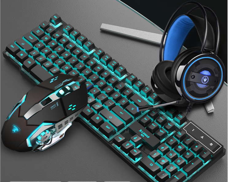 Keyboard Mouse Headset Glare Gaming Set