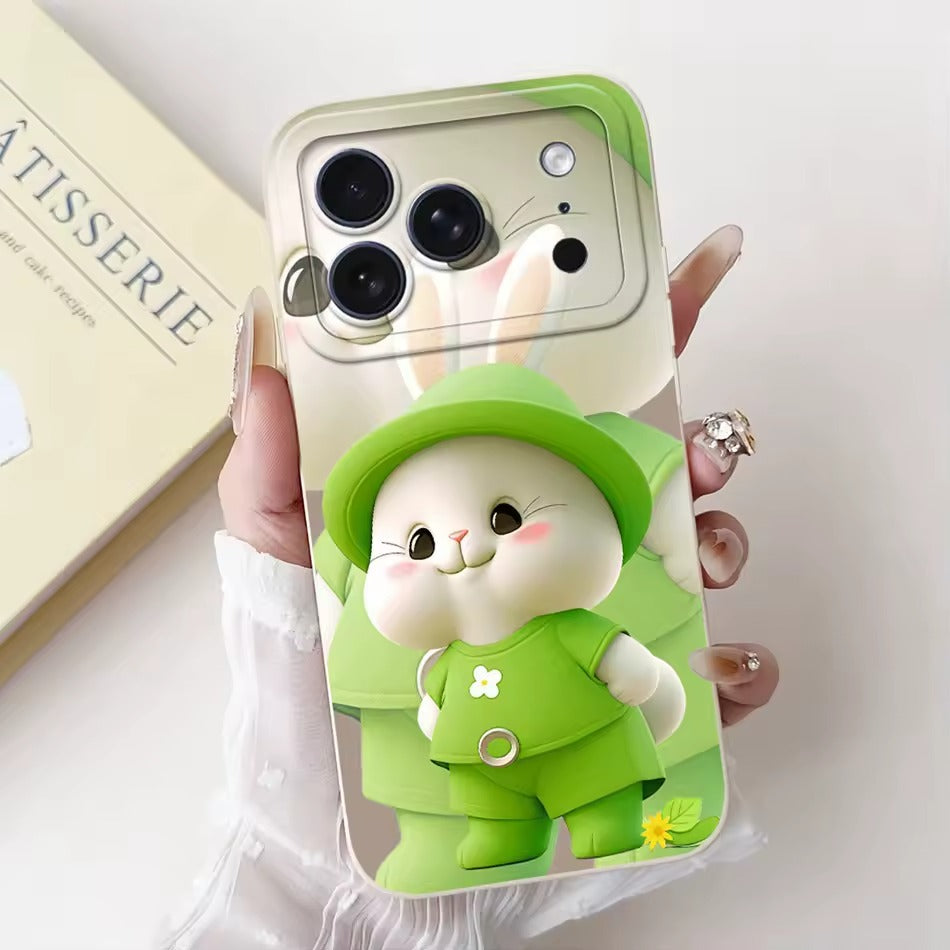 Cute Rabbit Cat Cartoon  For iPhone 17Pro Max Shockproof Soft Silicone Cases  -AX