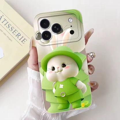 Cute Rabbit Cat Cartoon  For iPhone 17Pro Max Shockproof Soft Silicone Cases  -AX