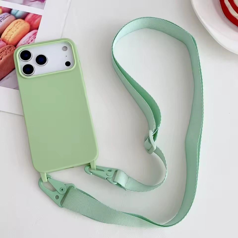 Crossbody Necklace Strap Lanyard Matte Silicone For iPhone 17 Pro Max Shockproof Cover -AX