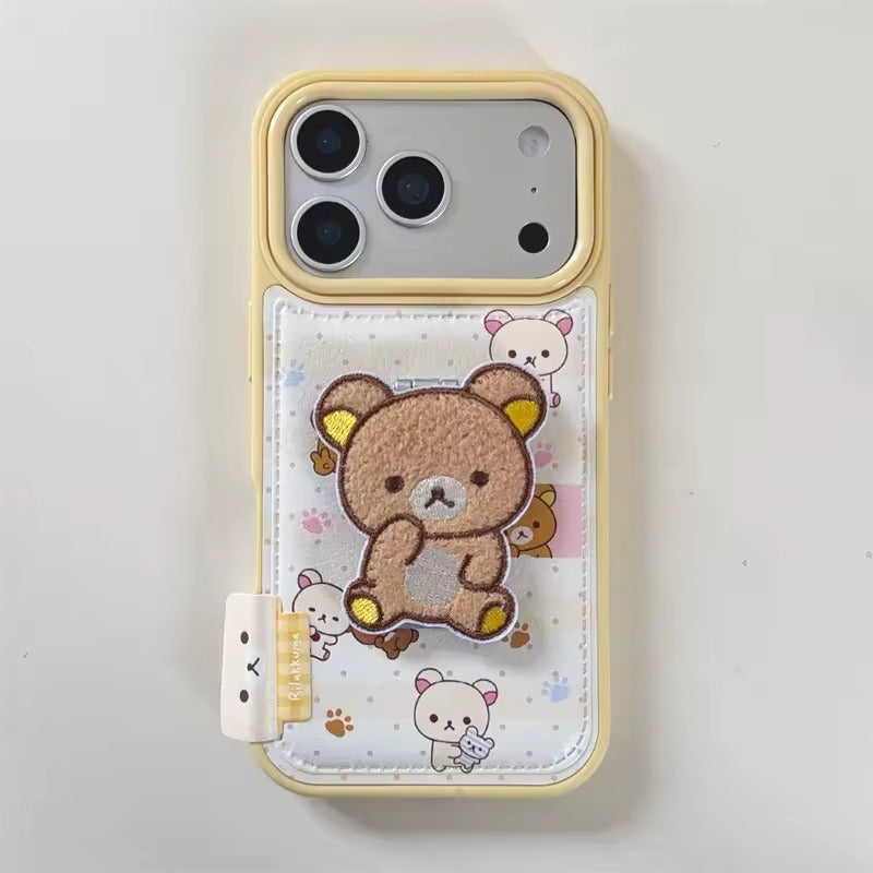 Fashion Cute bear Phone Case For iPhone 17 Pro  Max Back Cover Shockproof Embroidered bear -AX