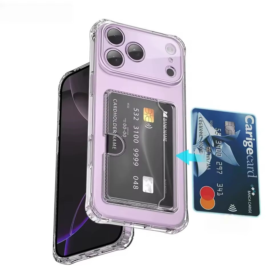 Silicone Clear Case for iPhone 17 Pro Max  Back Card Pocket Cover - AX