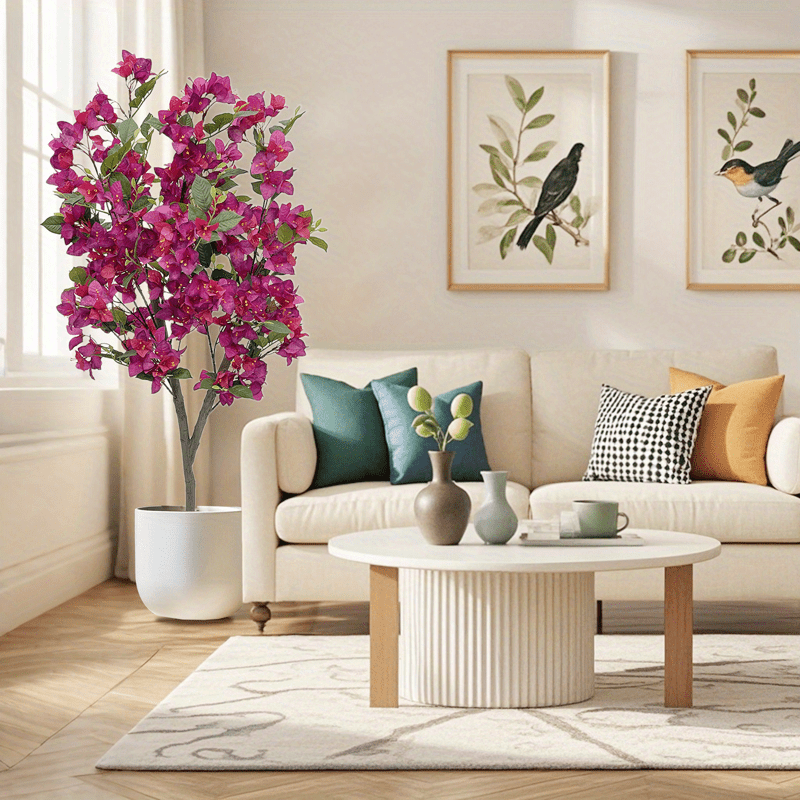 3.94ft Lifelike Artificial Bougainvillea Tree with Real Touch Leaves - Vibrant Pink Flowers, Ideal for Home Decor and Photography Studio Atmosphere, Artificial Floral Tree for Home Decor