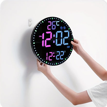 1PC Colorful Electronic Clock, Circular LED Mirror Clock,