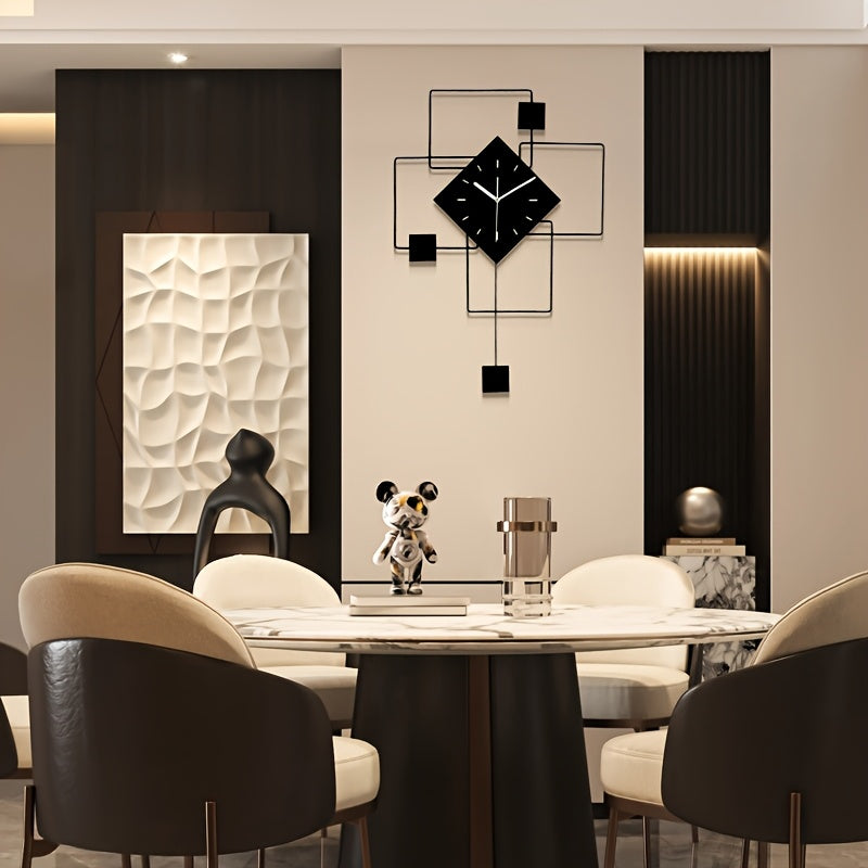 Modern Black Metal Geometric Wall Clock