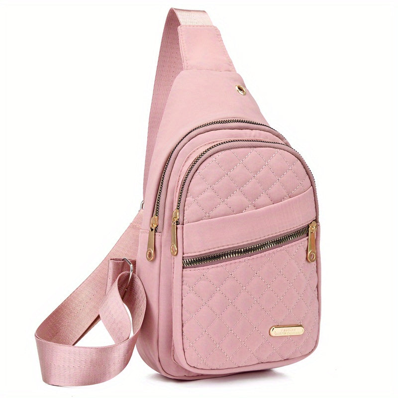 Quilted Casual Chest Bag, Lightweight Foldable Sling Bag, Portable Trendy Versatile Shoulder Bag