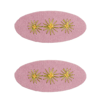 2Pcs/lot Korea Retro Hair Clips Sweet Girls Floral Fabric Oval BB Barrettes Cute Embroidery Flower Hairpin Kids Hair Accessories - buythingsusa