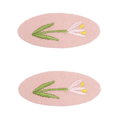 2Pcs/lot Korea Retro Hair Clips Sweet Girls Floral Fabric Oval BB Barrettes Cute Embroidery Flower Hairpin Kids Hair Accessories - buythingsusa