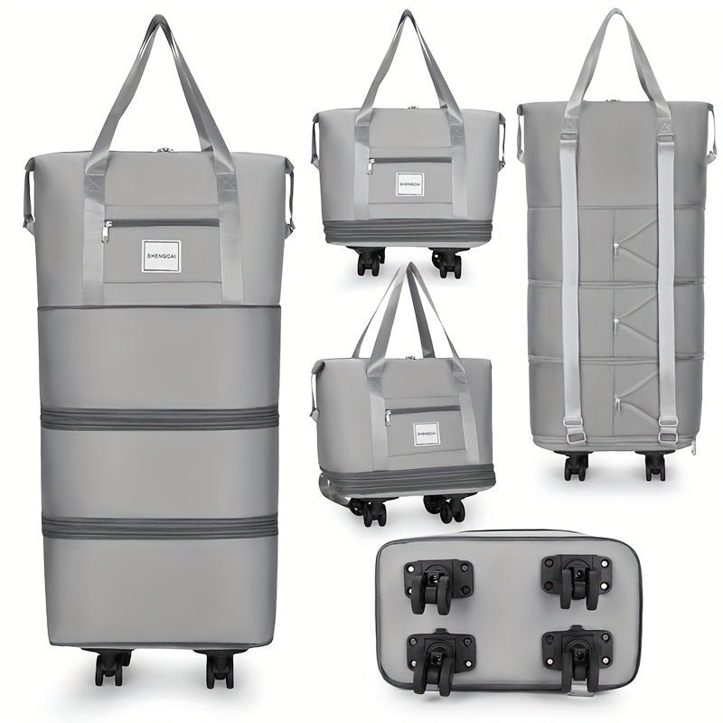 3 - in - 1 Expandable Travel Bag With Wheels, Lightweight Carry - On Multi - Compartments, Telescopic Handle Sleeve Luggage Backpack - buythingsusa