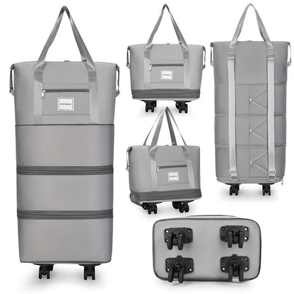 3 - in - 1 Expandable Travel Bag With Wheels, Lightweight Carry - On Multi - Compartments, Telescopic Handle Sleeve Luggage Backpack - buythingsusa