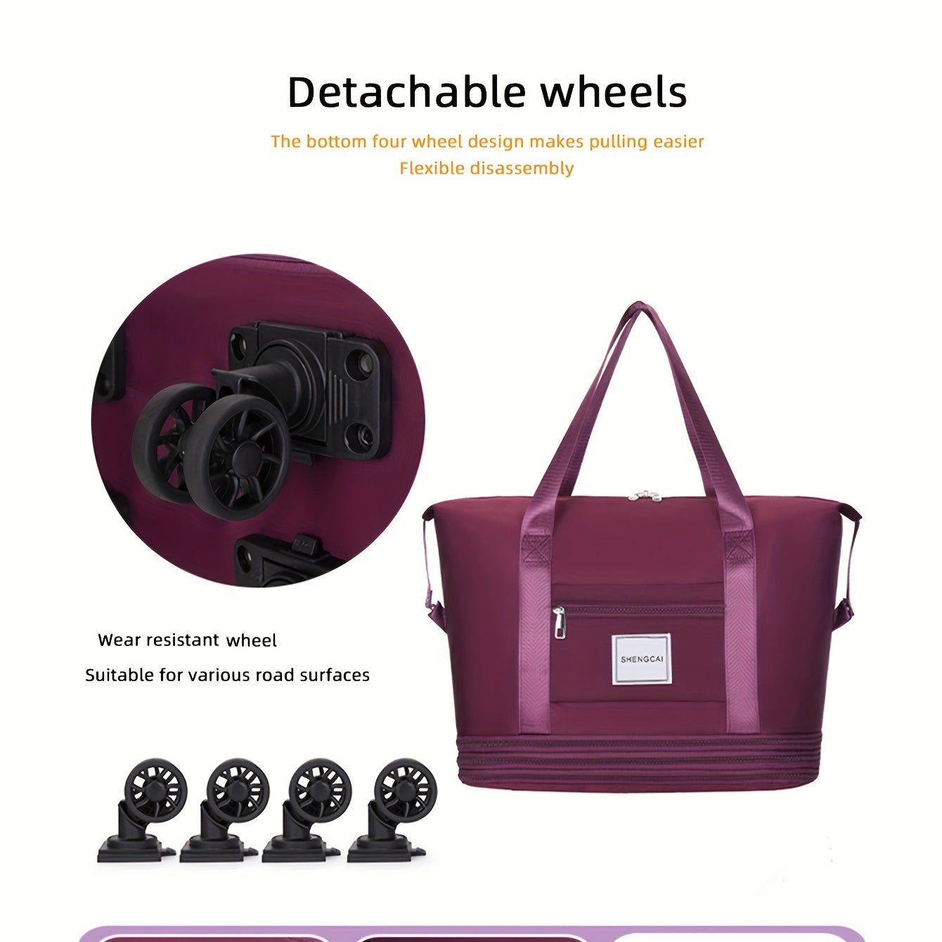 3 - in - 1 Expandable Travel Bag With Wheels, Lightweight Carry - On Multi - Compartments, Telescopic Handle Sleeve Luggage Backpack - buythingsusa