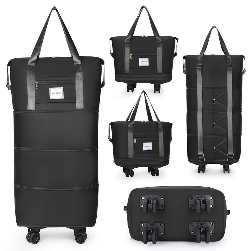 3 - in - 1 Expandable Travel Bag With Wheels, Lightweight Carry - On Multi - Compartments, Telescopic Handle Sleeve Luggage Backpack - buythingsusa