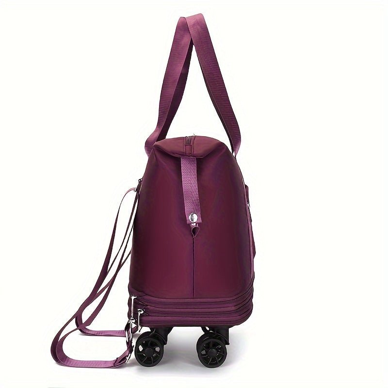 3 - in - 1 Expandable Travel Bag With Wheels, Lightweight Carry - On Multi - Compartments, Telescopic Handle Sleeve Luggage Backpack - buythingsusa