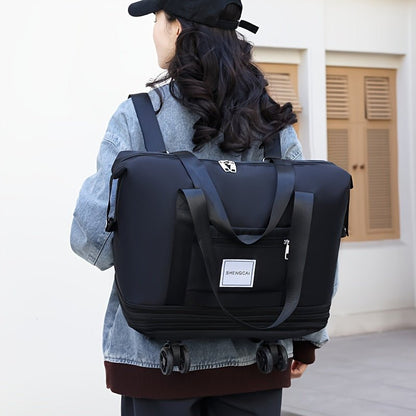 3 - in - 1 Expandable Travel Bag With Wheels, Lightweight Carry - On Multi - Compartments, Telescopic Handle Sleeve Luggage Backpack - buythingsusa