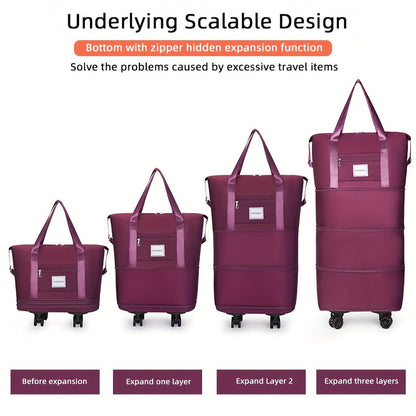 3 - in - 1 Expandable Travel Bag With Wheels, Lightweight Carry - On Multi - Compartments, Telescopic Handle Sleeve Luggage Backpack - buythingsusa