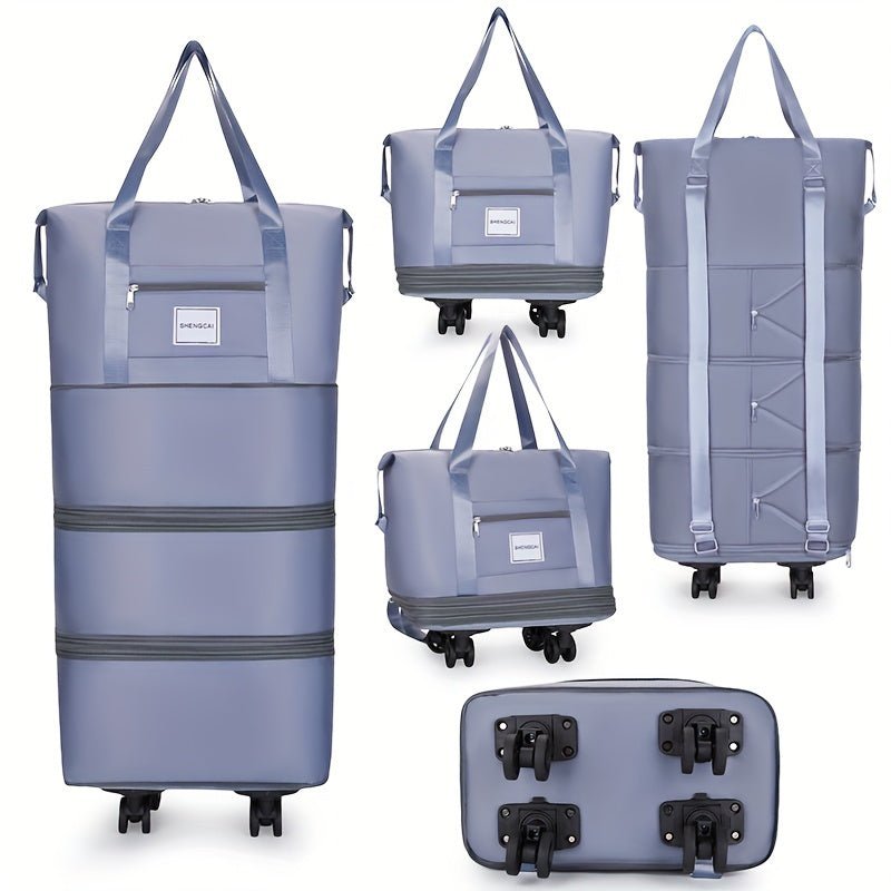 3 - in - 1 Expandable Travel Bag With Wheels, Lightweight Carry - On Multi - Compartments, Telescopic Handle Sleeve Luggage Backpack - buythingsusa