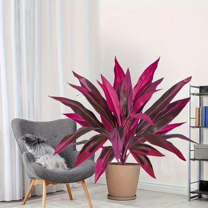 2 Large Artificial Green Plants With 17 Extra Large Leaves, Suitable For Indoor Home Decoration With Simulated Banana Flowers. Indoor And Outdoor Potted Plants, Perfect For Weddings, Hotels, Gardens, And Courtyards