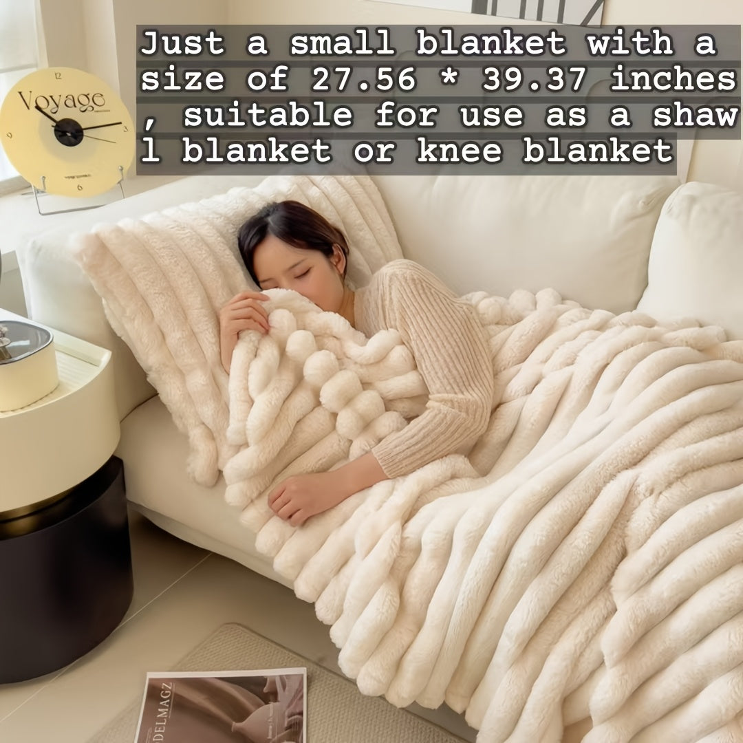 Luxurious Faux Rabbit Fur Throw Blanket - Soft, Warm & Cozy for Couch, Bed, Office, and Travel - Versatile All-Season Gift, Christmas present