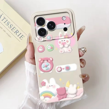 Cute Rabbit Cat Cartoon  For iPhone 17Pro Max Shockproof Soft Silicone Cases  -AX