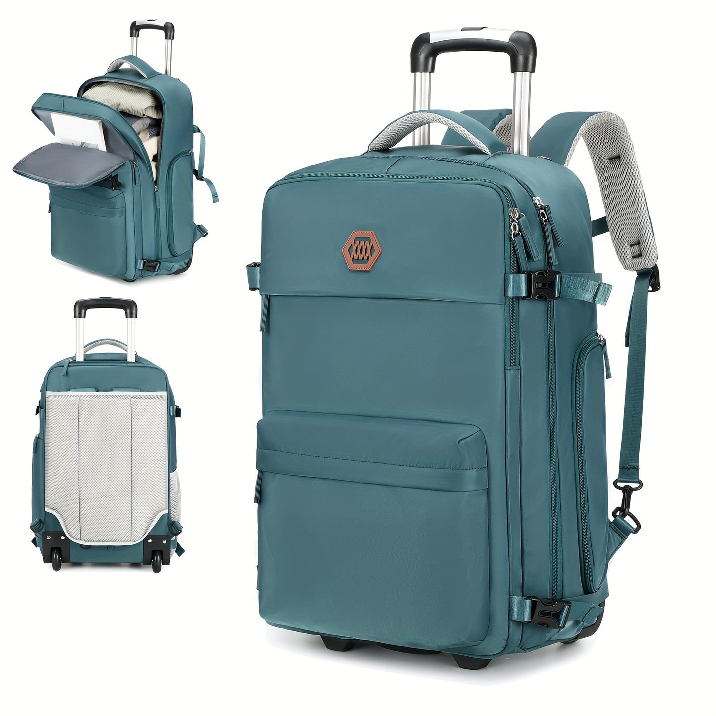 Travel Rolling Backpack, Travel Large Backpack Duffel Bag With Wheels, 17 Inch Laptop Backpack With Shoe Compartment, Trolley Suitcase Business College Ladies Men