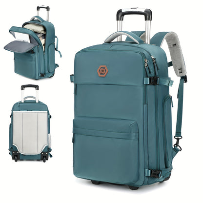 Travel Rolling Backpack, Travel Large Backpack Duffel Bag With Wheels, 17 Inch Laptop Backpack With Shoe Compartment, Trolley Suitcase Business College Ladies Men