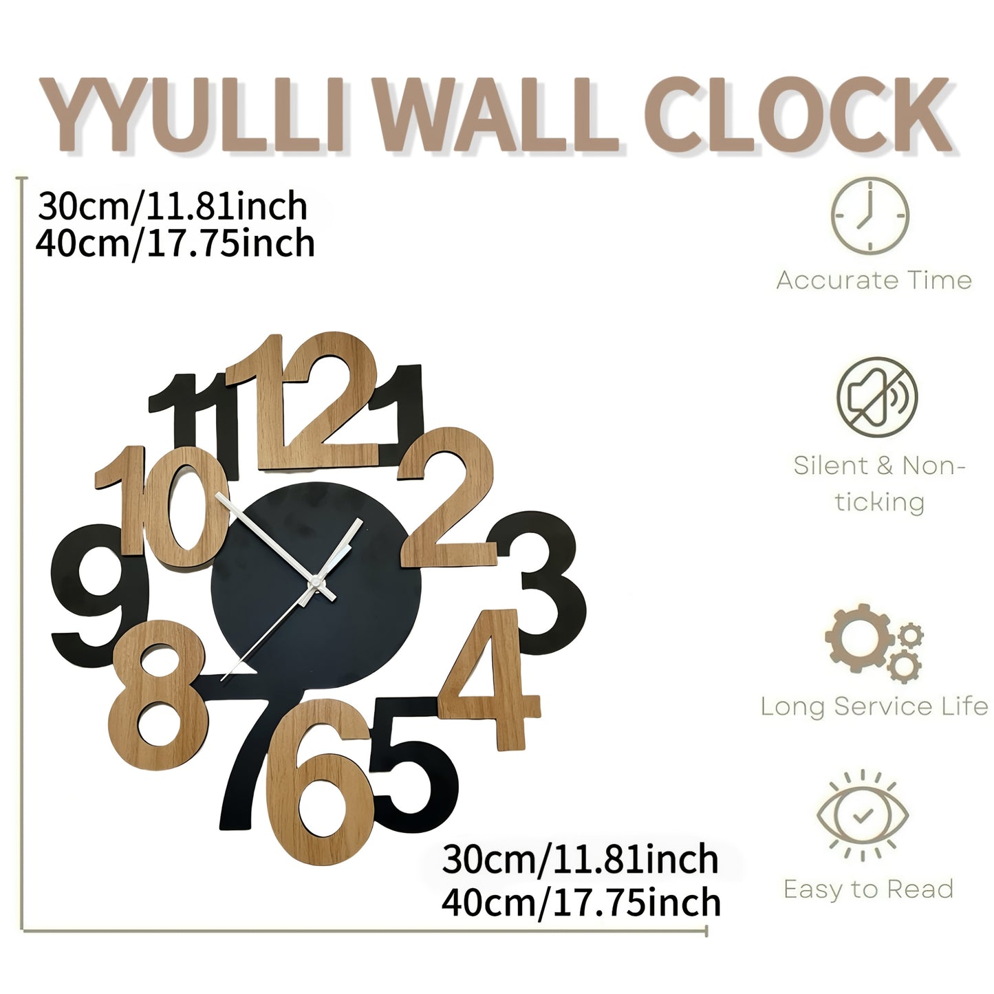 1pc Modern Metal Wall Clock with Asymmetrical Digital Silhouette Design..