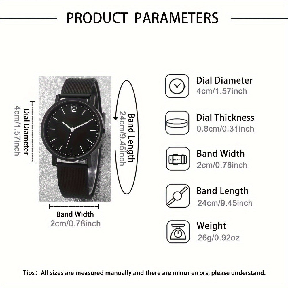 2pcs Unisex Simple Style Quartz Watch Set, Round Dial, Non-Waterproof