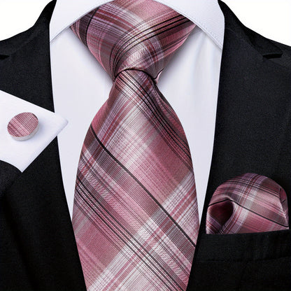 DiBanGu Classic Plaid Tie Set For Mens