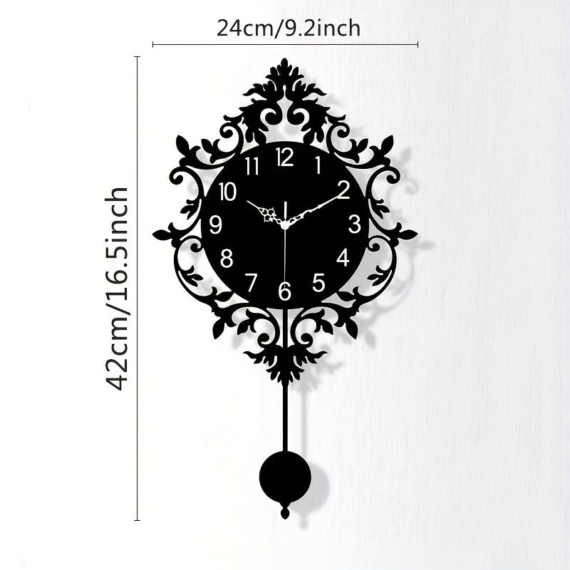 Elegant Silent Wall Clock with Carved Hollow Design - Perfect for Home