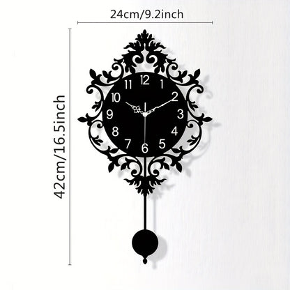 Elegant Silent Wall Clock with Carved Hollow Design - Perfect for Home
