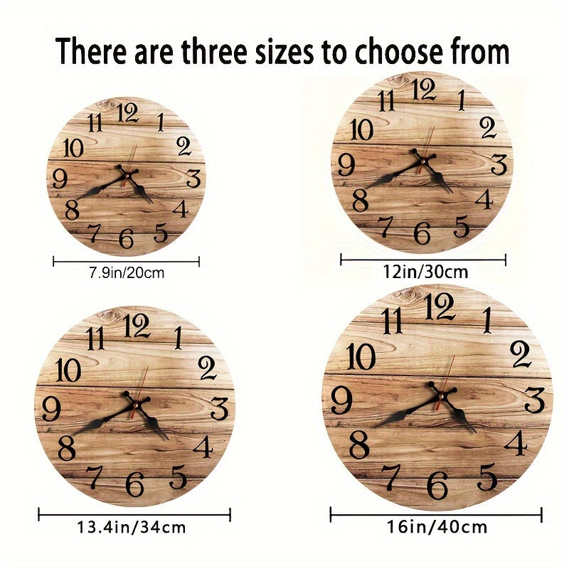 Silent Wooden Wall Clock - Round, Battery-Powered..