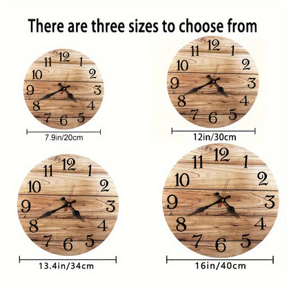 Silent Wooden Wall Clock - Round, Battery-Powered..