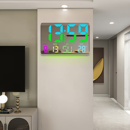 1pc Multifunctional RGB Colorful Digital Remote Control Wall Clock