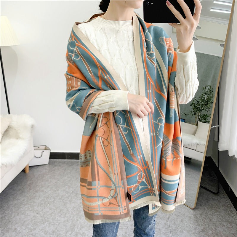 Double sided Thickened Warm Cashmere Scarf for Women