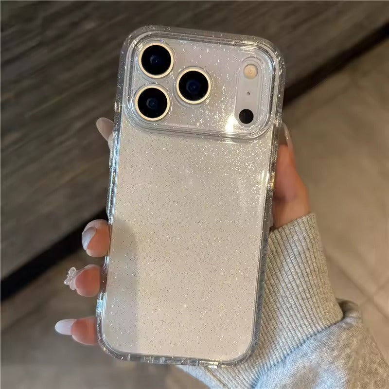 Luxury Bling Glitter Clear For iPhone 17 Pro Max Transparent Lens Protection Hard Back Cover-AX
