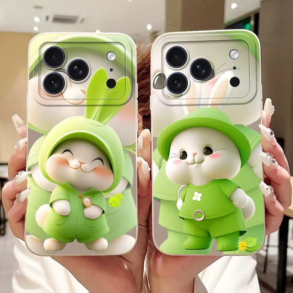 Cute Rabbit Cat Cartoon  For iPhone 17Pro Max Shockproof Soft Silicone Cases  -AX
