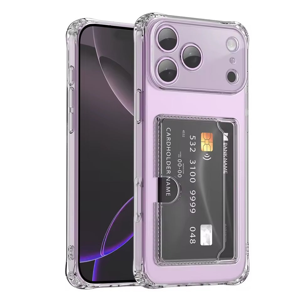Silicone Clear Case for iPhone 17 Pro Max  Back Card Pocket Cover - AX