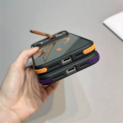 For Magsafe Wireless Charge Metal Lens Protection Stand Case For iPhone Pro Max Plus 17 Air Magnetic Cover -AX