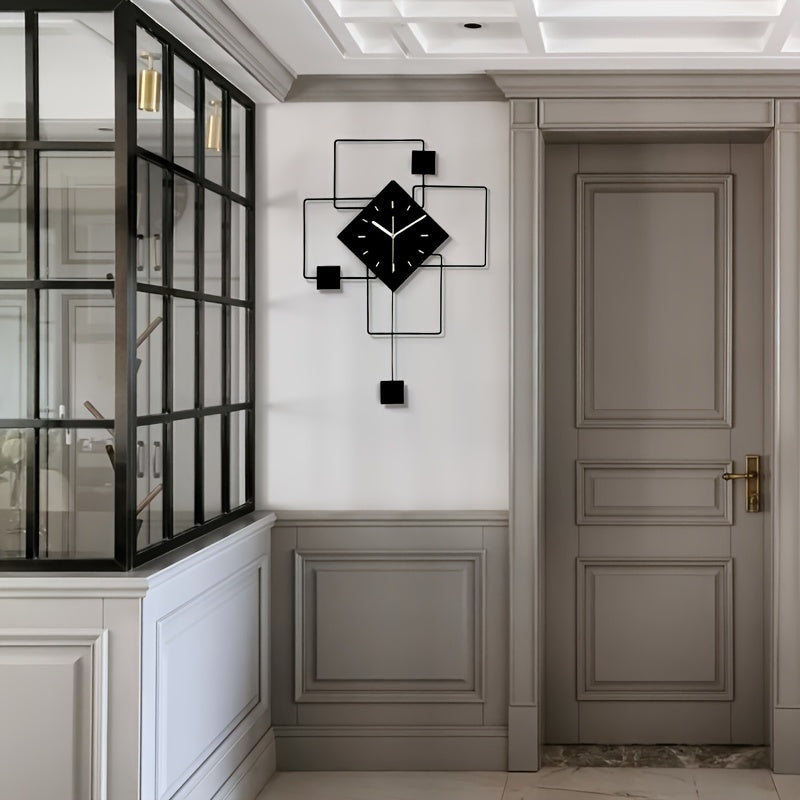 Modern Black Metal Geometric Wall Clock