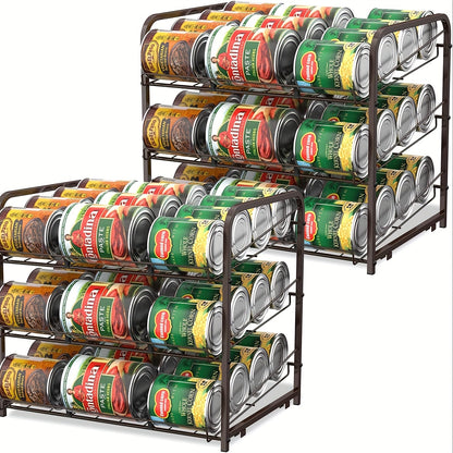 Can Holder For Pantry And Kitchen Cabinets - Large Capacity Metal Wire Canned Organizer For Food - - Can Rack With Adjustable Dividers Holds Up To 84 Cans For Countertop, Ideal Kitchen Organizer - Avilable In 3/4/7 Tier Buy Two Get More Discounts