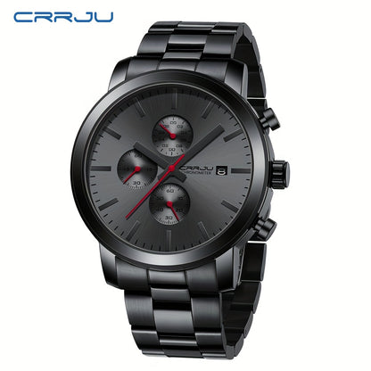 A High-quality Wristwatch For Men With Multiple Functions And A Stainless Steel Strap.