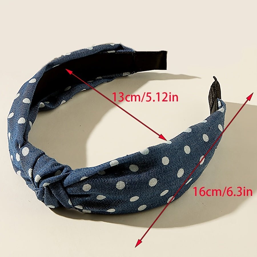 3pcs Denim Striped Dot Headband Women's Fashion Simple Blue Hair Accessories - buythingsusa
