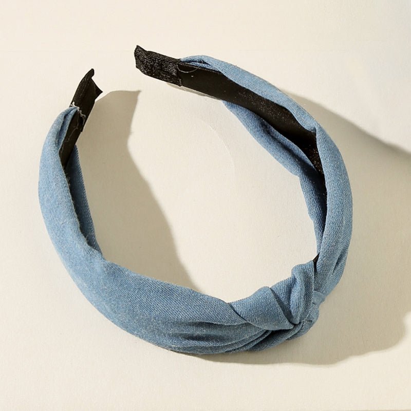 3pcs Denim Striped Dot Headband Women's Fashion Simple Blue Hair Accessories - buythingsusa
