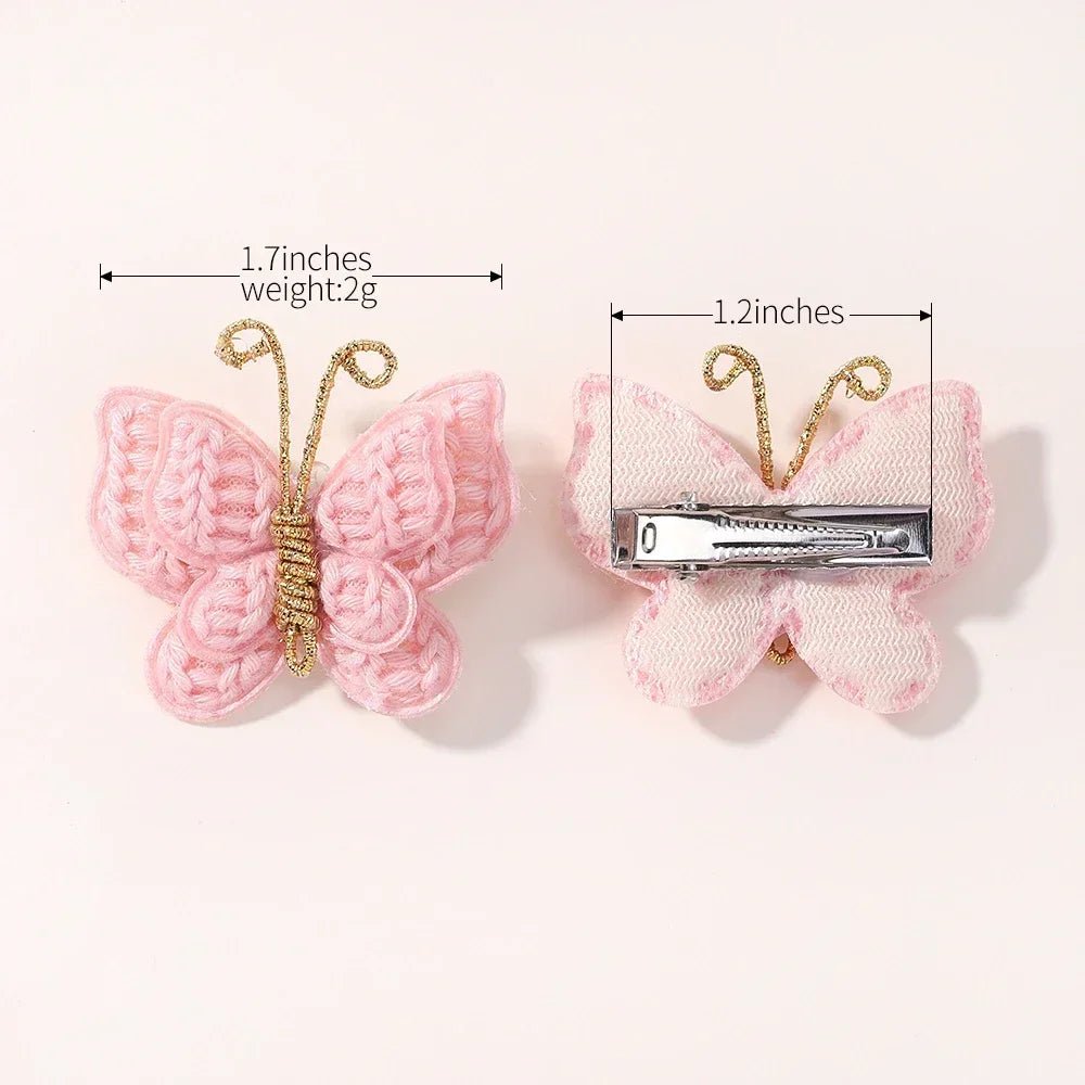 4 Pieces/set New Cute Baby Girl Bow Hairpin Wool Knitted Headwear Handmade Crochet Butterfly Hairpin Children's Hair Accessories - buythingsusa